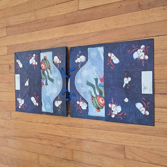 Set of Two Christmas Gift Bags Snowman & Teddy Holiday Gift Bags 15"×12.5" - Picture 6 of 6